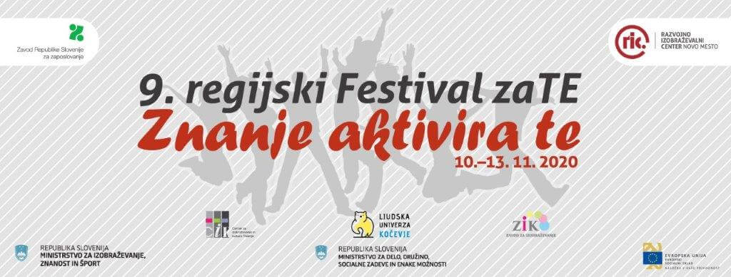 Plakat devetega regijskega festivala ZATE. Znanje aktivira te!