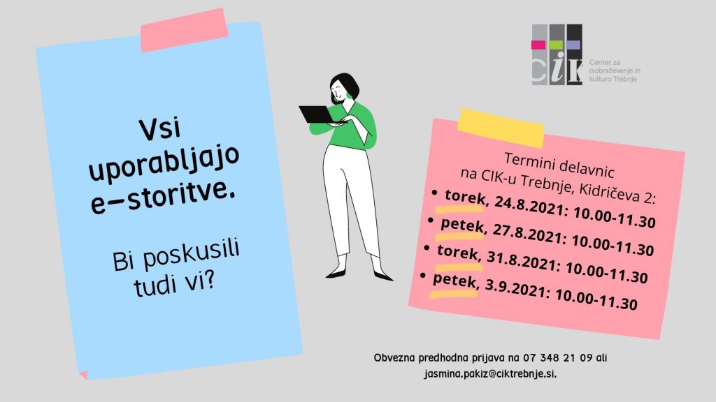 Plakat dogodka, ki nagovarja k uporabi e-storitev.
